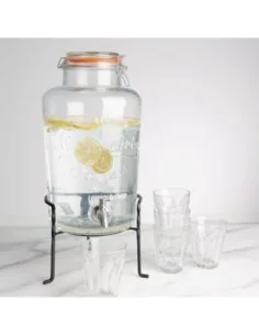 Distributeur d'eau rétro en verre avec socle Olympia 8,5L 2